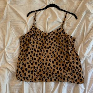 Leopard Print Spaghetti Strap Blouse